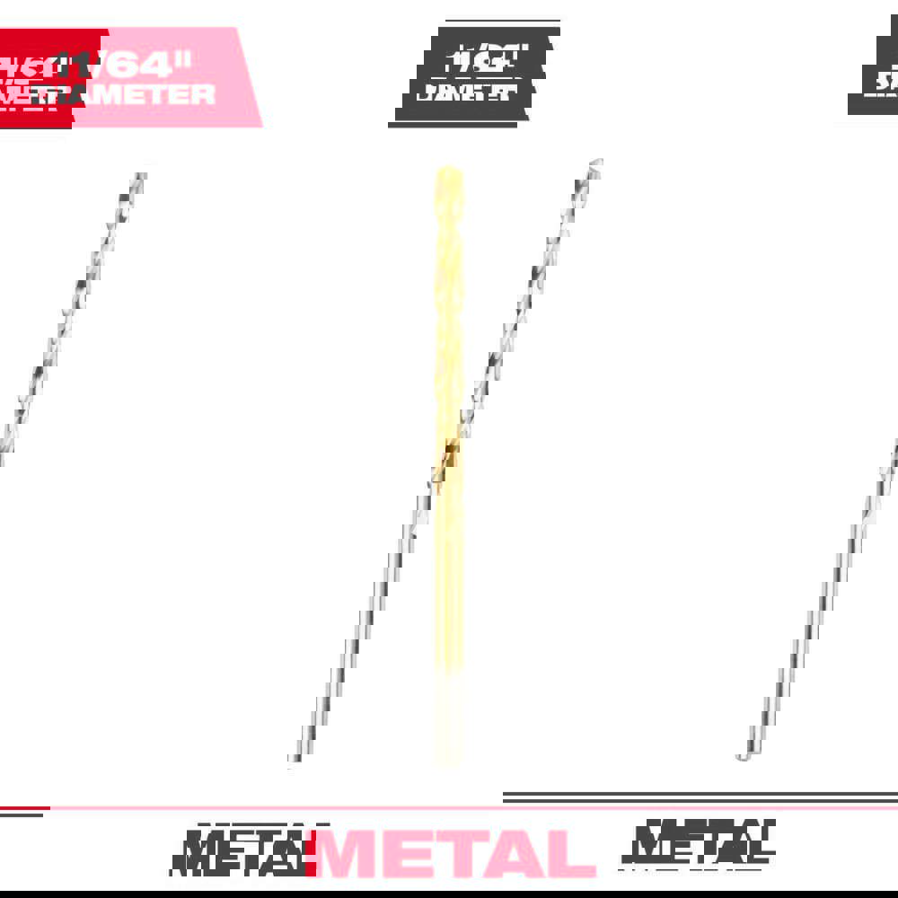 Jobber Length Drill Bits; Drill Bit Size (Inch): 11/64 ; Drill Bit Material: High Speed Steel ; Drill Point Angle (Degrees): 135 ; Coating/Finish: Titanium Nitride ; Flute Type: Parabolic ; Cutting Direction: Right Hand
